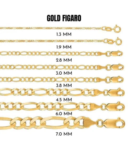 10K Yellow Gold Figaro Chain 1.9Mm