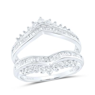14k Gold Diamond Wedding Wrap Ring Guard Enhancer 3/4 CTTW