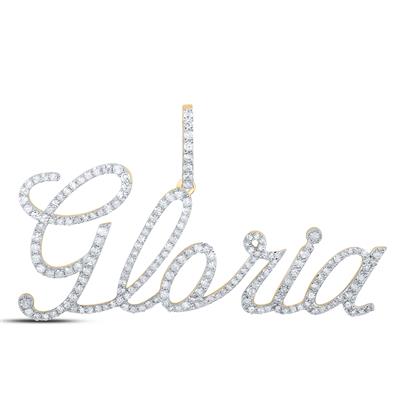 10K Yellow Gold Round Diamond Gloria Name Pendant 7/8 Cttw