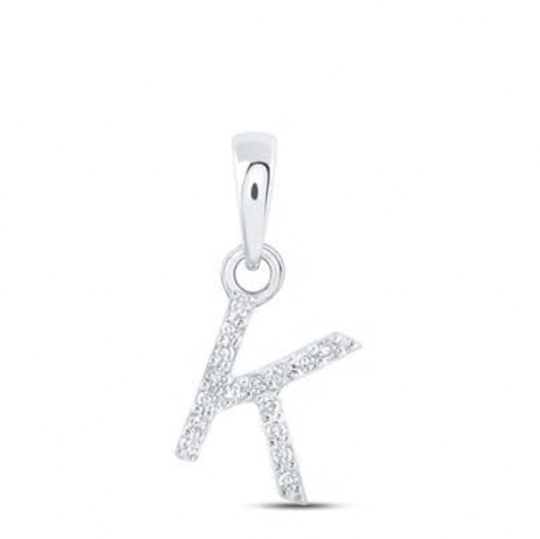 10k Gold Diamond "K" Initial Pendant .03 CTTW