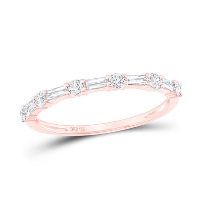 10k Gold Baguette Diamond Stackable Band Ring 3/8 CTTW