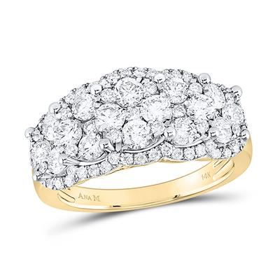 14k Yellow Gold Diamond Vintage-Style Ring 2 CTTW