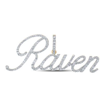 10K Yellow Gold Round Diamond Raven Name Pendant 3/4 Cttw