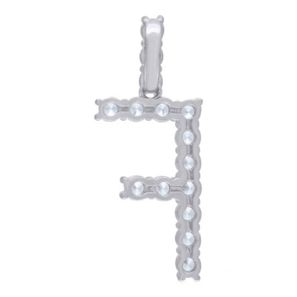 Sterling Silver Cubic-Zirconia Initial F Pendant