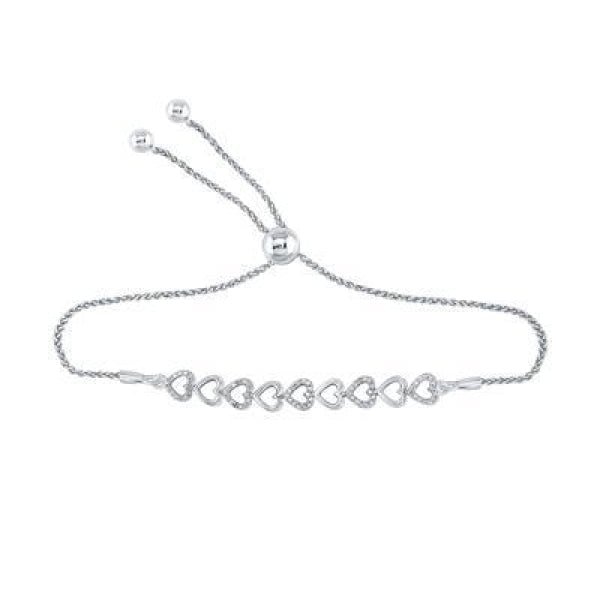Sterling Silver Round Diamond Heart Bolo Bracelet .02 Cttw Style Code Sbr084287/w