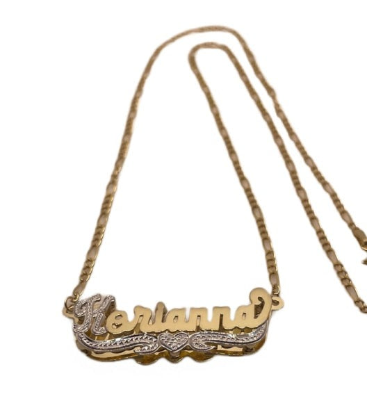 10K Gold Name Plate With Figaro Chain