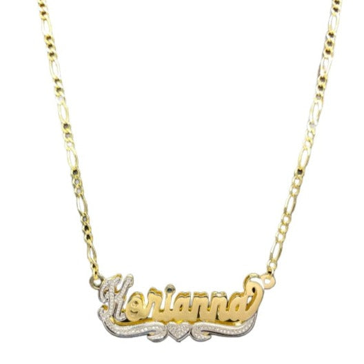 10K Gold Name Plate With Figaro Chain