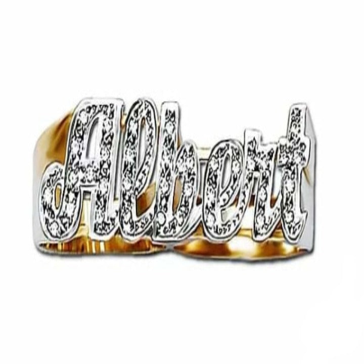 2 Finger Diamond Name Ring #r227