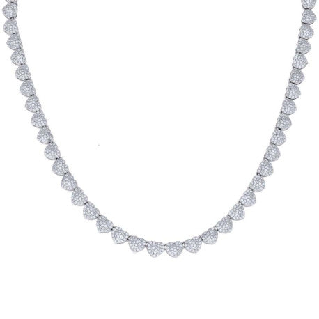 925 Sterling Silver Moissanite Heart Tennis Necklace 6mm 18 Inch