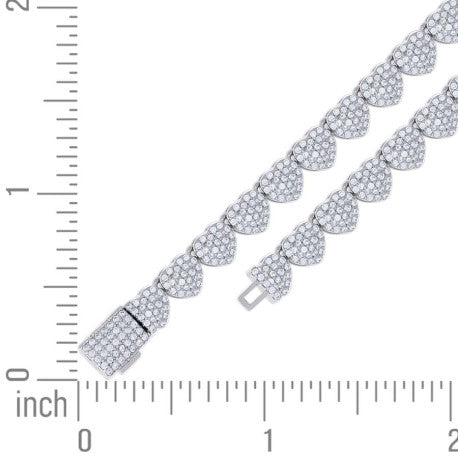 925 Sterling Silver Moissanite Heart Tennis Necklace 6mm 18 Inch