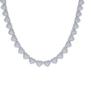 925 Sterling Silver Moissanite Heart Tennis Necklace 10mm 18 Inch