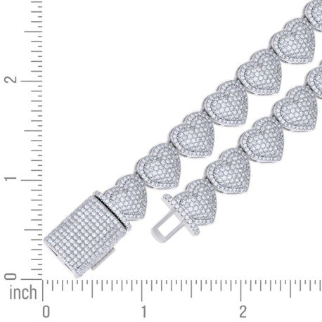 925 Sterling Silver Moissanite Heart Tennis Necklace 10mm 18 Inch