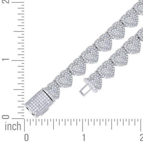 925 Sterling Silver Moissanite Heart Tennis Necklace 8mm 18 Inch