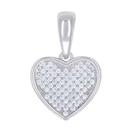 925 Sterling Silver Womens Round Moissanite Heart Pendant