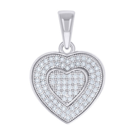 925 Sterling Silver Womens Round Moissanite Heart Pendant