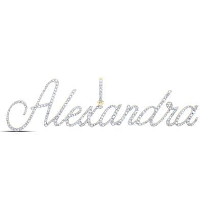 10K Yellow Gold Round Diamond Alexandria Name Pendant 1-1/3 Cttw