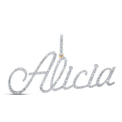 10K Yellow Gold Round Diamond Alicia Name Pendant 7/8 Cttw