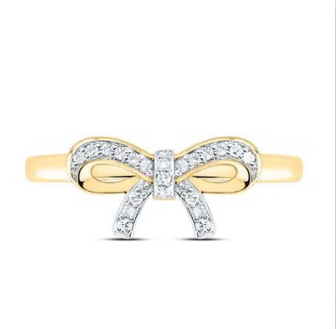 10kt Gold Diamond Bow Ring 1/10CTW- NAT DIA