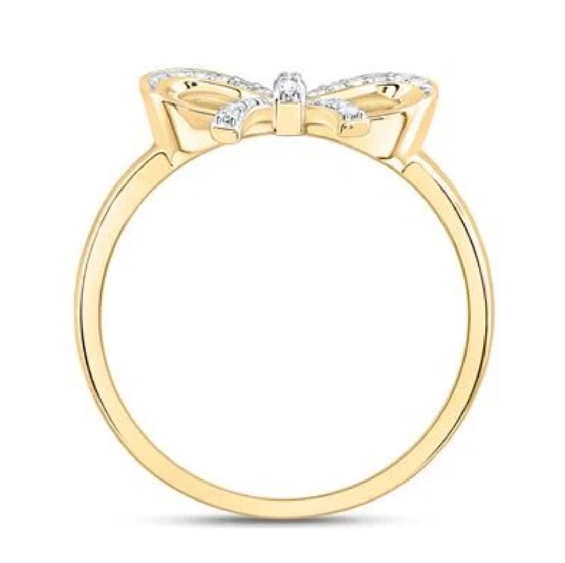10kt Gold Diamond Bow Ring 1/10CTW- NAT DIA