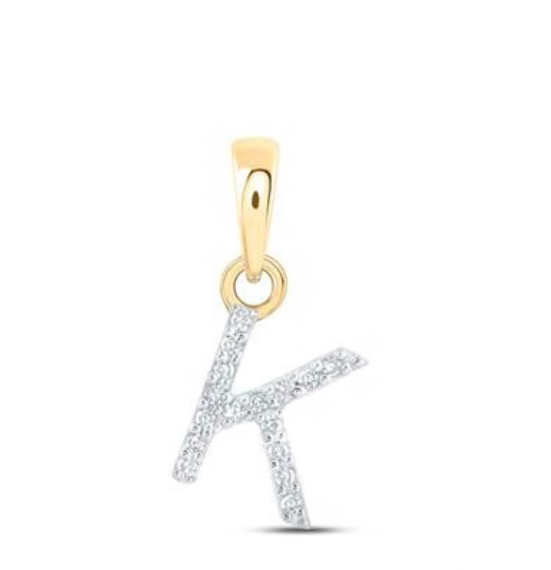 10k Gold Diamond "K" Initial Pendant .03 CTTW