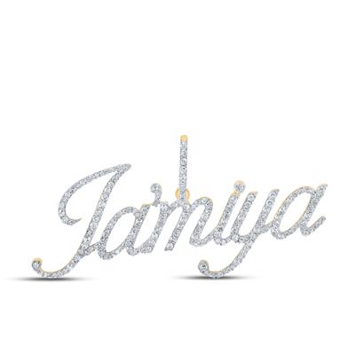 10K Yellow Gold Round Diamond Jamiya Name Pendant 7/8 Cttw