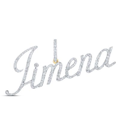 10K Yellow Gold Round Diamond Jimena Name Pendant 7/8 Cttw