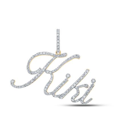 10K Yellow Gold Round Diamond Kiki Name Pendant 3/4 Cttw