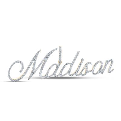 10K Yellow Gold Round Diamond Madison Name Pendant 1-1/3 Cttw