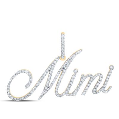 10K Yellow Gold Round Diamond Mimi Name Pendant 3/4 Cttw