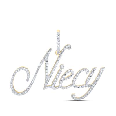 10K Yellow Gold Round Diamond Niecy Name Pendant 3/4 Cttw