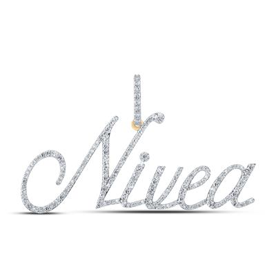 10K Yellow Gold Round Diamond Nivea Name Pendant 3/4 Cttw