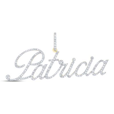 10K Yellow Gold Round Diamond Patricia Name Pendant 1 Cttw