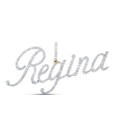 10K Yellow Gold Round Diamond Regina Name Pendant 7/8 Cttw