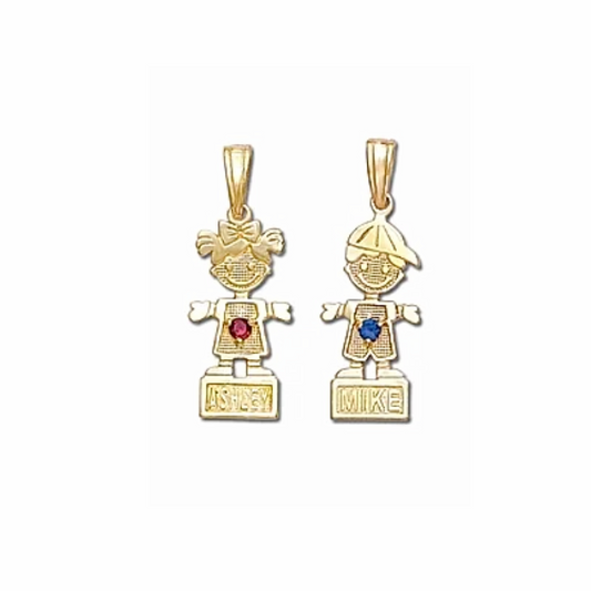 10k or 14k Single Child Birthstone Charm - #KD01