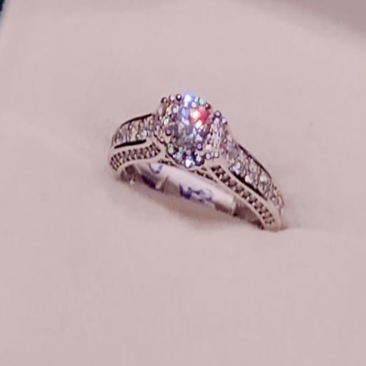 Sterling Silver Moissanite Cathedral Ring