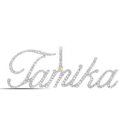 10K Yellow Gold Round Diamond Tamika Name Pendant 1 Cttw