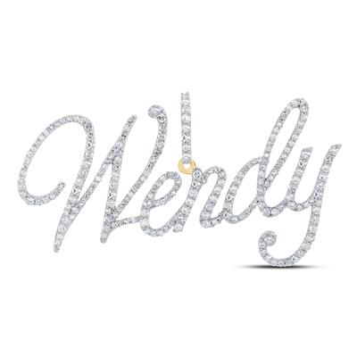 10K Yellow Gold Round Diamond Wendy Name Pendant 1 Cttw