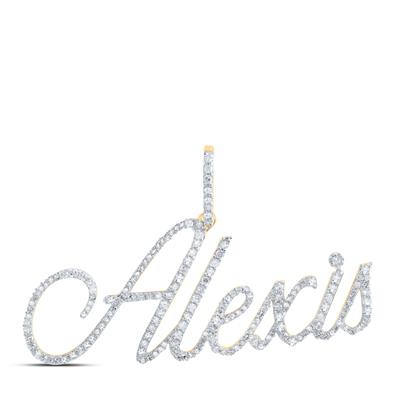 10K Yellow Gold Round Diamond Alexis Name Pendant 3/4 Cttw