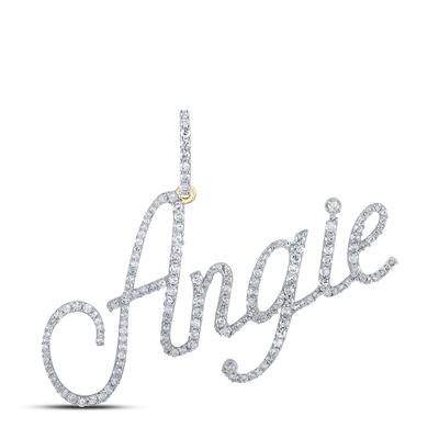 10K Yellow Gold Round Diamond Angie Name Pendant 3/4 Cttw