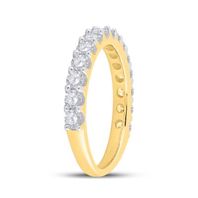 14k Gold Women's Pave-Set Diamond Single Row Wedding Band 1 CTTW