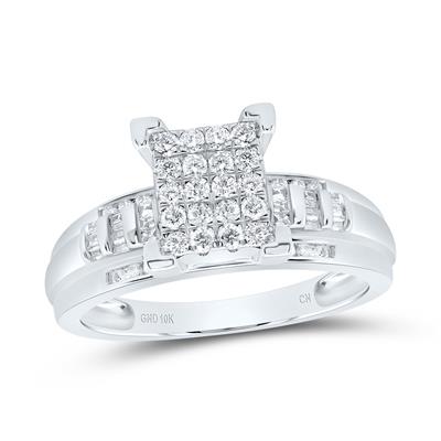 10k White Gold Diamond Bridal Engagement Ring 1/2 CTTW
