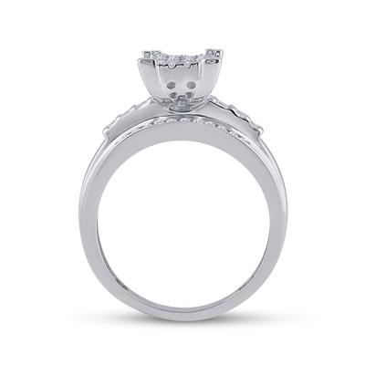10k White Gold Diamond Bridal Engagement Ring 1/2 CTTW