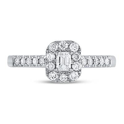 14k Gold Emerald Diamond Halo Bridal Engagement Ring 1/2 CTW (Certified)