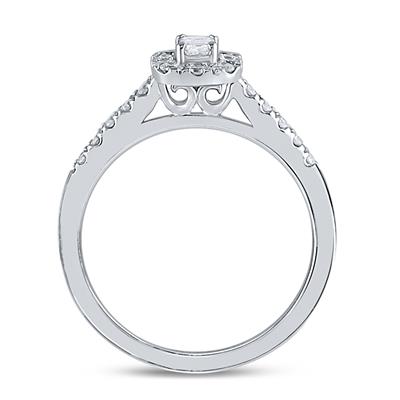 14k Gold Emerald Diamond Halo Bridal Engagement Ring 1/2 CTW (Certified)