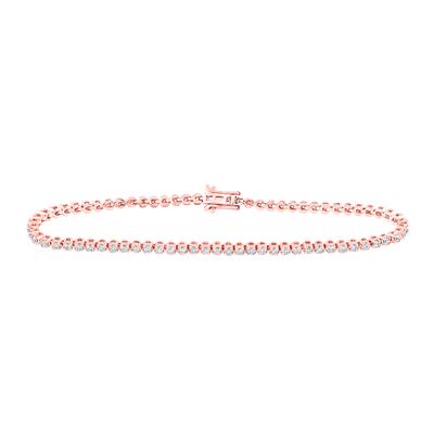 10k Rose Gold Diamond Studded Tennis Bracelet 1-1/5 CTTW 7"