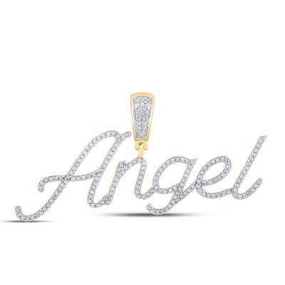 10K Yellow Gold Round Diamond "Angel" Name Pendant 1/2 CTTW