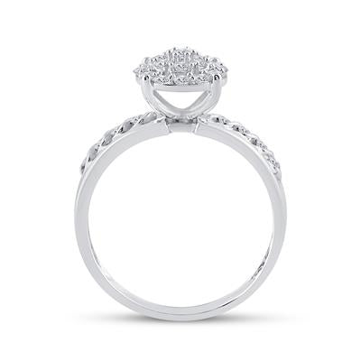 10K Gold Round Diamond Cluster Matching Wedding Ring Set 3/4 Cttw