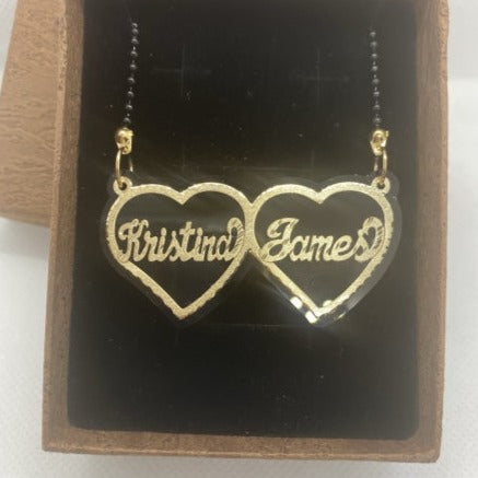 Double Heart 2 Name Pendant