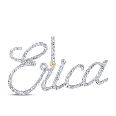 10K Yellow Gold Round Diamond Erica Name Pendant 5/8 Cttw