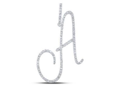 10K Gold Round Diamond A Initial Letter Pendant 1/2 Cttw Style Code Po9795-A White /